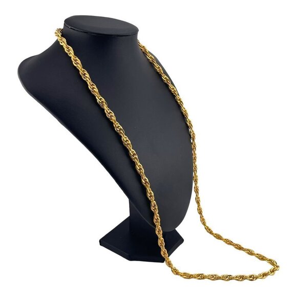 Gold Plated Rope Chain Necklace Textured 12mm 60" - Picture 4 of 10